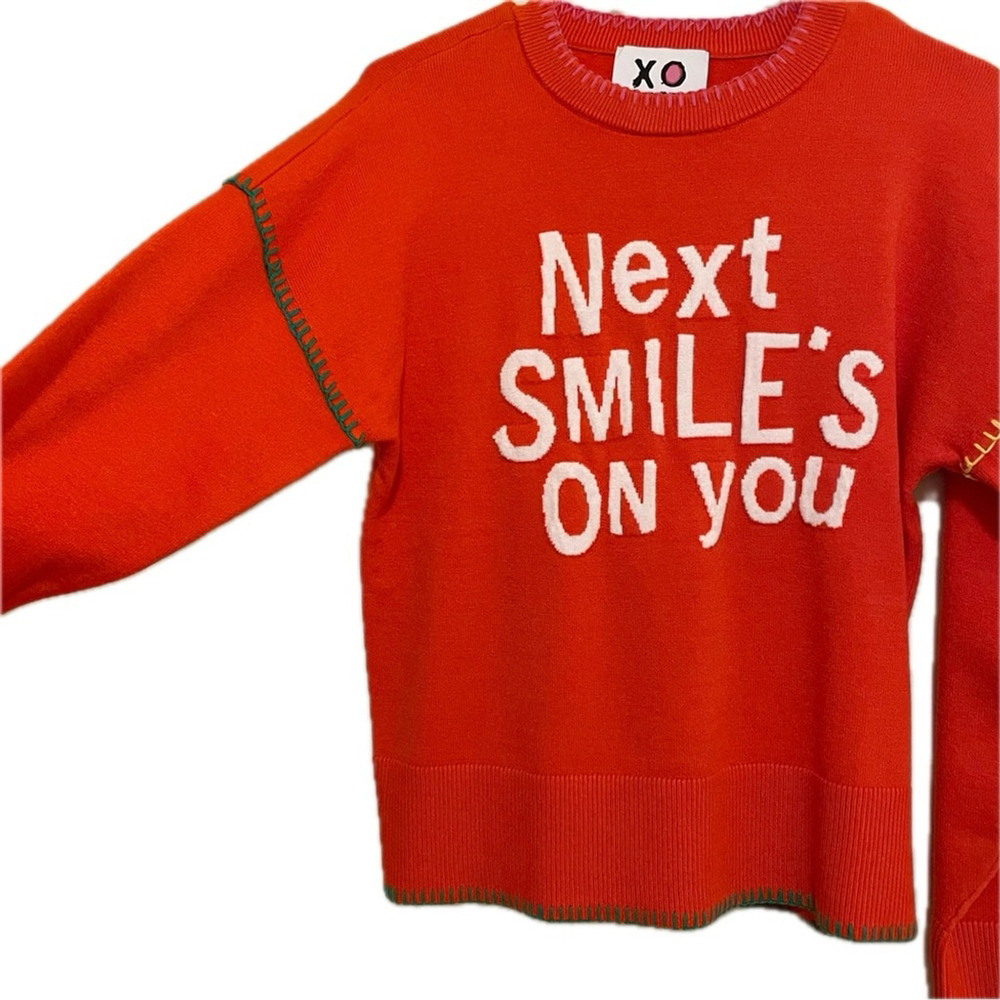 Kerri Rosenthal XOKR “Next Smile’s On You” Red Sweater – Size Medium (NWT) - Picture 3 of 10